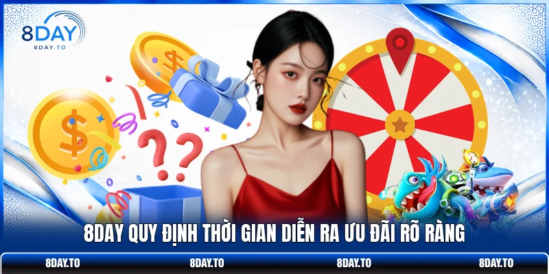 Thưởng Nạp Đầu 100% - Nhận Ngay 3888k Cực Sốc Tại 8DAY 3 8DAY quy định thời gian diễn ra ưu đãi rõ ràng